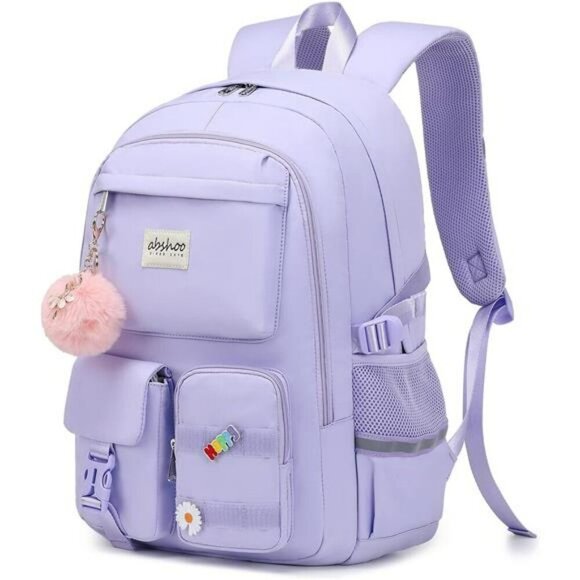 Large Laptop Backpack Purple School Bookbag for Women Teen Girls Travel Bag main image 5